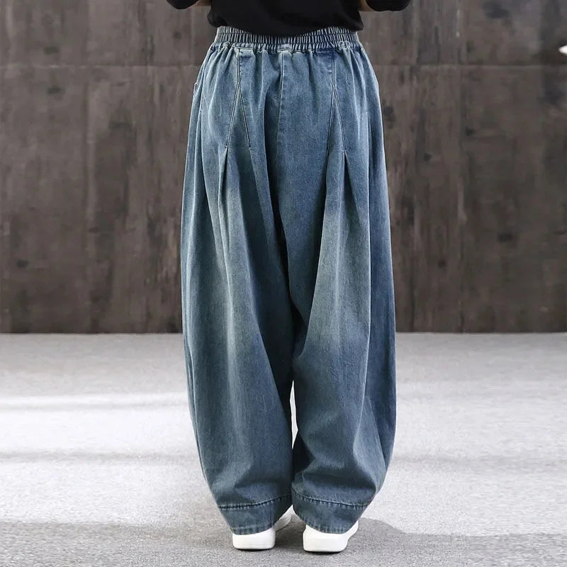 High waisted Oversized Loose Jeans Women's Streetwear 2026 Spring and Autumn New Art Retro Casual Denim Lantern Pants Female - Matrix-studios.com