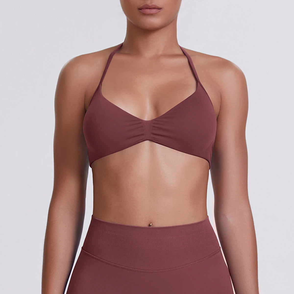 Sexy Neck Strap Bra for Woman Summer Breathable Backless Yoga Bra Women Fitness Solid Color Yoga Sports Bra Workout Top - Matrix-studios.com