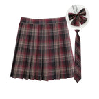 Women Summer Plaid Pleated Skirt With Necktie Bowtie Korean Jk Skirt Uniform Japanese School Preppy A Line Mini Skirts - Matrix-studios.com