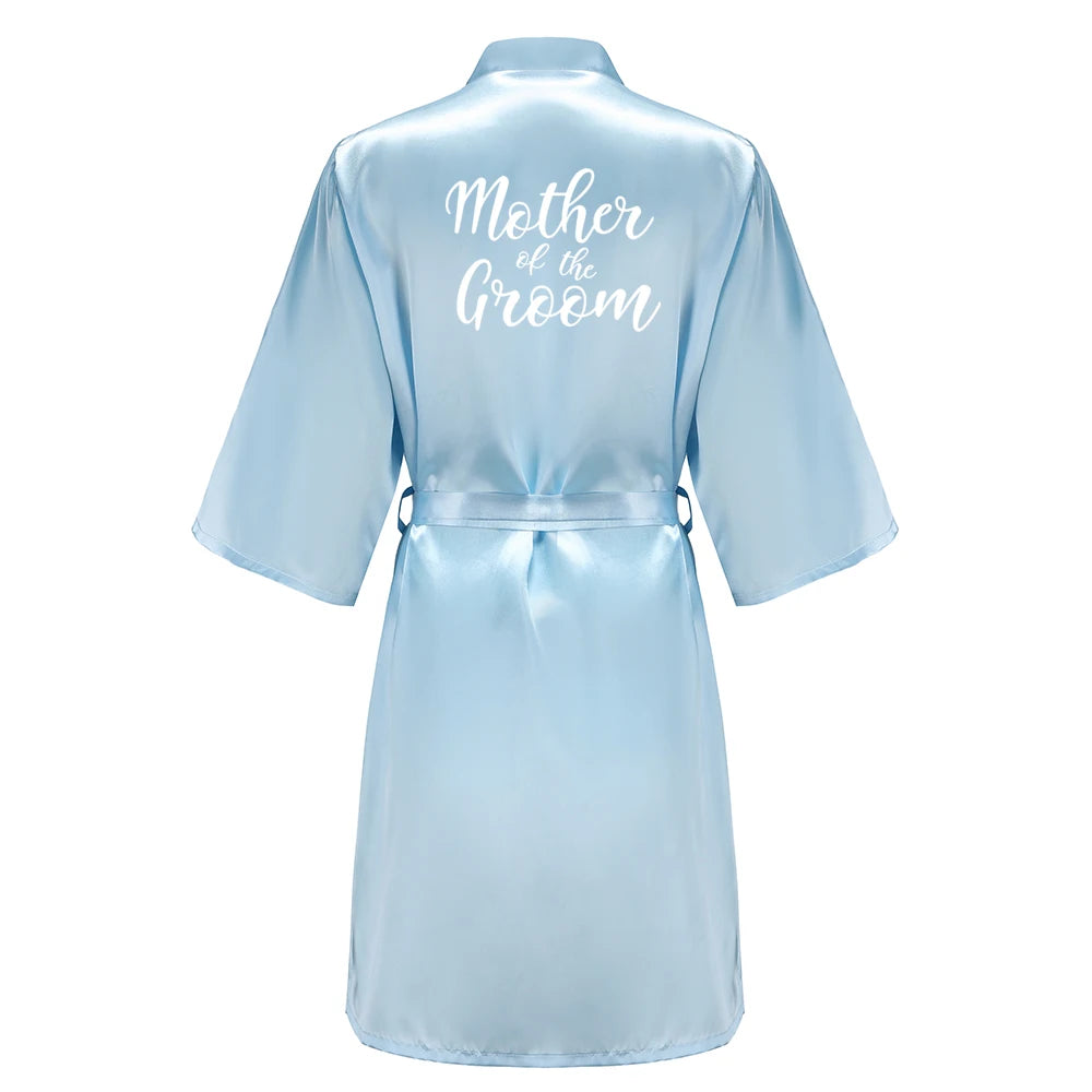 Blue Women Bathrobe White Letter Bride Bridesmaid Mother Maid of Honor Get Ready Bridal Party Robes Gifts Dressing Gown - Matrix-studios.com