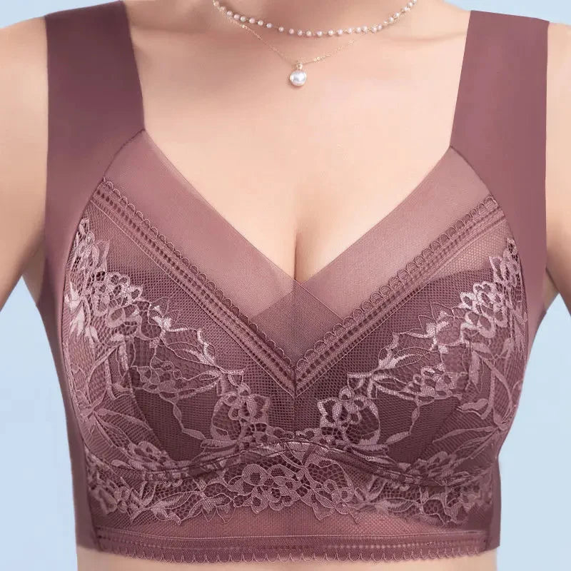 L-6L Women Large Bra Push Up Ice Silk Seamless upper Bralette Lace Wireless Summer Bras Plus Size Top Lingerie Underwear 15019 - Matrix Studios