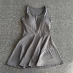 Tennis Skirt Casual Half Zipper Sports Fitness Dress Anti-Running High Waist Slim Golf Yoga Dress - Matrix-studios.com