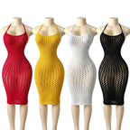 Fishnet Women Sexy Beach Cover Up Dress Women Stretch See Through Sleeveless without Bikini Swimsuit Coverup Mini Beachwea - Matrix Studios