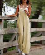 Oversized S-5XL Women Loose Overalls Summer Fashion Female Sleeveless Wide Leg Pant Suits JYFS-8130 - Matrix Studios