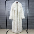 DEAT 2026 Autumn Winter New Fashion Beach Wool Faux Fur Coat For Women Suit Collar Solid Color Long Overcoat Female 11A07448 - Matrix Studios