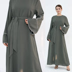 Eid Plain Closed Abaya Dress Silk Velvet Abayas for Women Dubai Luxury Muslim Modest Dresses Islamic Clothing Kaftan Hijab Robe - Matrix-studios.com