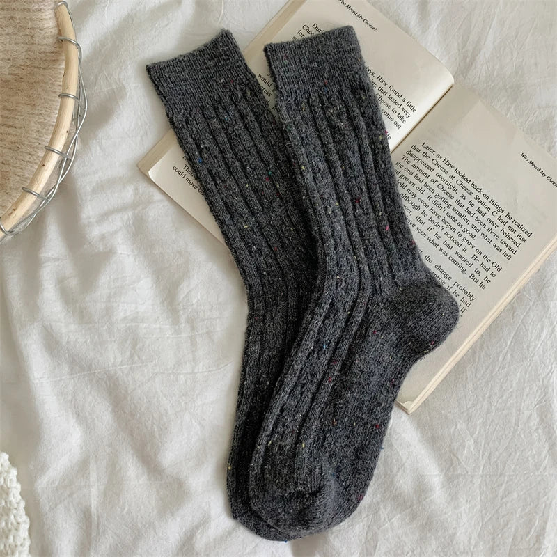 Women's Socks Winter New Novelty Fashion Japanese Style Casual Crew Socks Warm Striped Autumn Simple Wool Socks For Girls Trendy - Matrix Studios