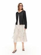 DUSHU 2026 Summer Women's Textured Beaded Button Relaxed Cardigan, Openwork Loose Knit Top for Coquette & Soft Layering Style - Matrix Studios