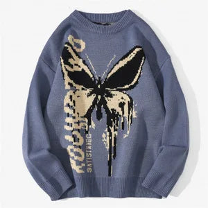 New Hip Hop Streetwear Knitted Sweater men Gothic portrait Print Pullover autumn Harajuku Cotton sweater women Oversized Sweater - Matrix Studios
