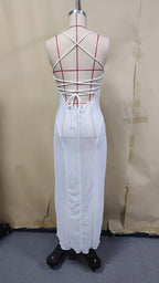 One Piece Summer Cover Ups Women Swimsuit Sleeveless Robes Bathing Suit 2026 New Beach Holiday Solid White Maxi Dresses Cover-Up - Matrix Studios