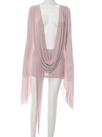 Beyprern Elegant Flare Sleeve V Neck Ruched Sheer Mesh Short Dress Pink Holiday Outfits Beach Cover-Up Dress Night Out Vestidos - Matrix-studios.com