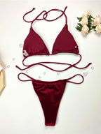 12 Colors Halter High Leg Cut Padded Bikini Women Swimwear Female Swimsuit Two-Pieces Bikini Set Bather Bathing Suit Swim K5974 - Matrix-studios.com