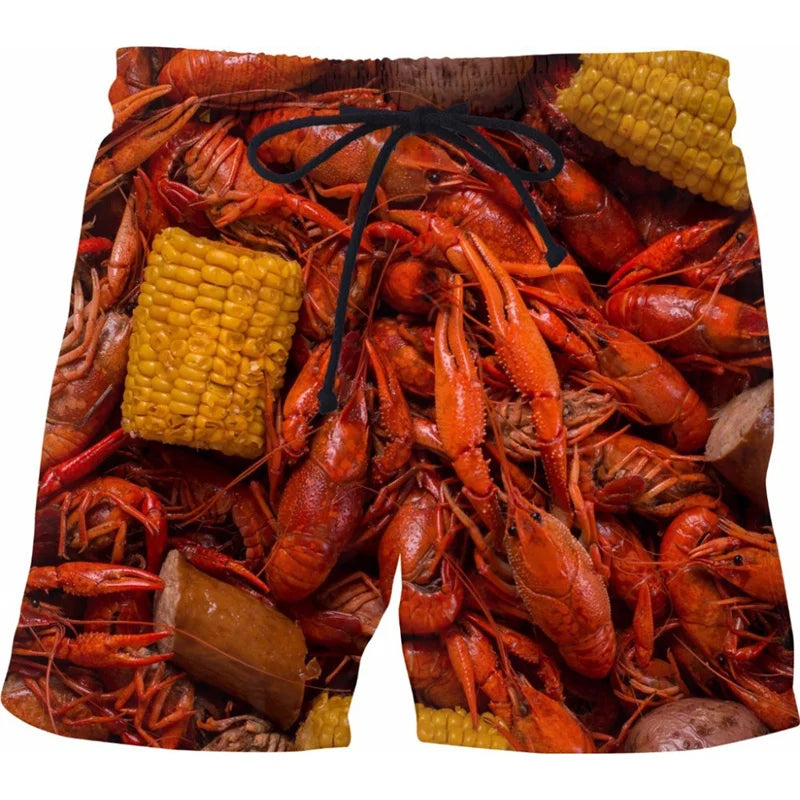 Funny Fatty Beef Hot Dog Men's 3D Print Short Pants Street Hip Hop Beach Shorts Skateboard Swimming Shorts Women Short Trunks