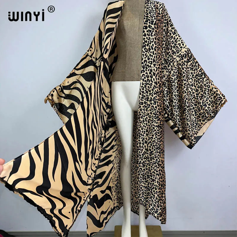 WINYI Kimono Africa Print Kaftans Beach Wear Cover-Ups Elegant Cardigan Sexy Holiday Beach Outfits for Women Vestidos Swimwear - Matrix Studios