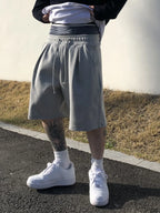 Men's Summer Quick-Dry Loose Workout Shorts Streetwear Hip-Hop Gym Fitness Elastic Waist Casual Short Pants for Running Training
