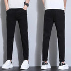 Fashion Mens Slim Fit Denim Pencil Pants High Quality Black White Skinny Stretch Jeans Mens High Street Jeans Four Season - Matrix Studios