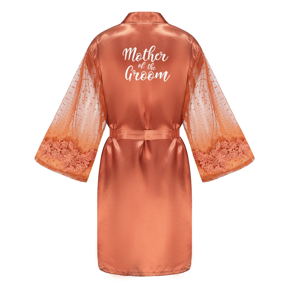 Caramel Wedding Bride Bridesmaid Robes Dressing Gown Sexy Women Bathrobe Night Shirts Short Women Kimono Mesh Sleeve - Matrix-studios.com