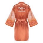 Caramel Wedding Bride Bridesmaid Robes Dressing Gown Sexy Women Bathrobe Night Shirts Short Women Kimono Mesh Sleeve - Matrix-studios.com