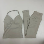 2 Pieces Set Yoga Leggings Set Women Backless Tank Tops High Waist Scrunch Gym Suit Fitness Clothes Outfit Yoga Set - Matrix-studios.com