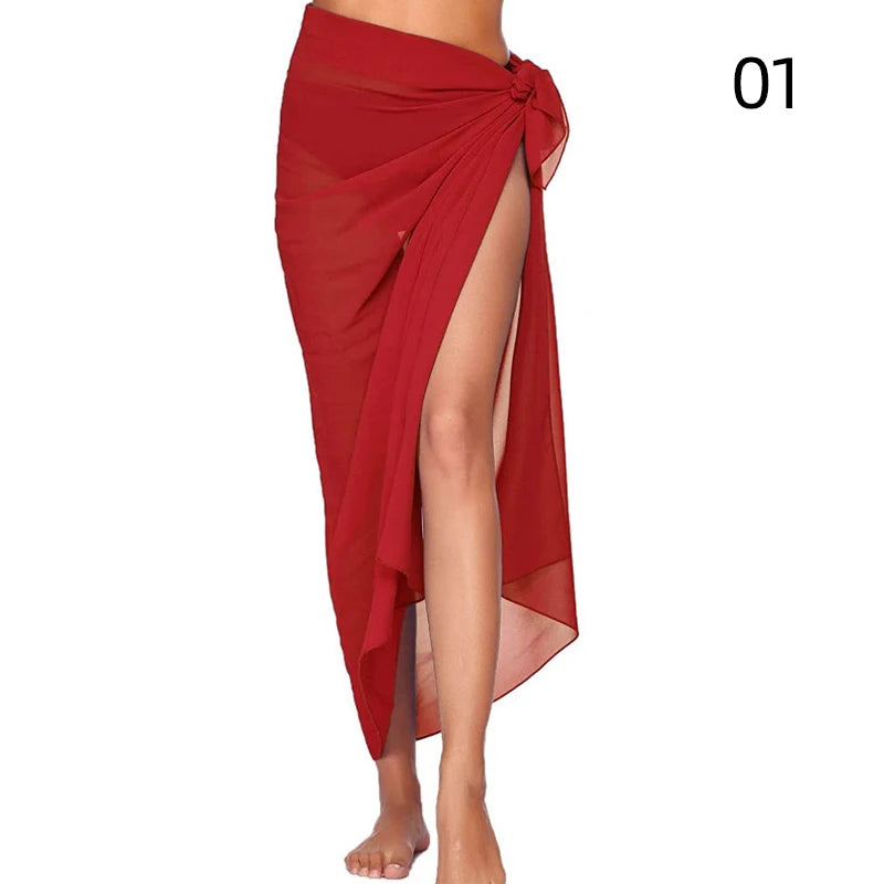 Summer Sexy Beach Skirts Women Beach Wear Chiffon Beach Wrap Skirt Towel Long Sarong Cover Up Sexy Bikini Scarf - Matrix Studios