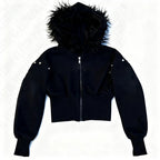 Millennial Y2K Vintage Spice Girl Slim Waist Pink Zipper Hooded Hoodie Jacket Female Autumn/Winter Design Sense Woolly Hat - Matrix Studios