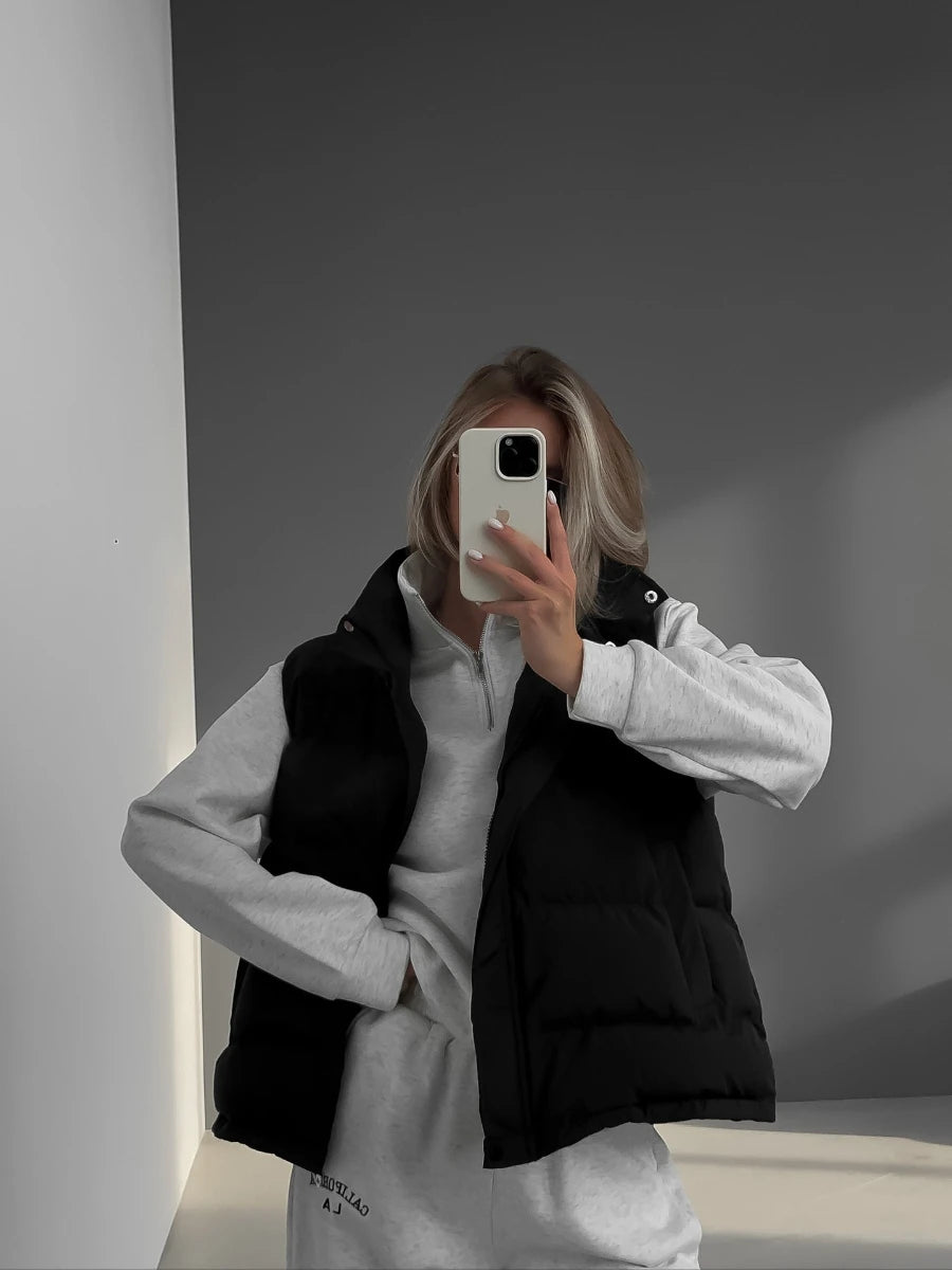 Bornladies Women's New Autumn Winter Sleeveless Hooded Puffer Vest Hot Trendy Outerwear Fashionable Spicy Girls Coats Vests - Matrix Studios