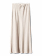 Brown Long Satin Skirts Women Luxury Maxi Autumn Summer High Waist Silk Black Skirt Long Straight Shining Beige Satin Skirt Maxi - Matrix-studios.com