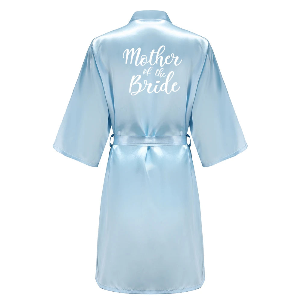 Blue Women Bathrobe White Letter Bride Bridesmaid Mother Maid of Honor Get Ready Bridal Party Robes Gifts Dressing Gown - Matrix-studios.com