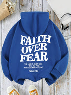 Casual Women's Hoodies Faith Over Fear Letter Printing Sweatshirts Fleece Warm Comfortable Pocket Pullovers Autumn Streetwear - Matrix Studios