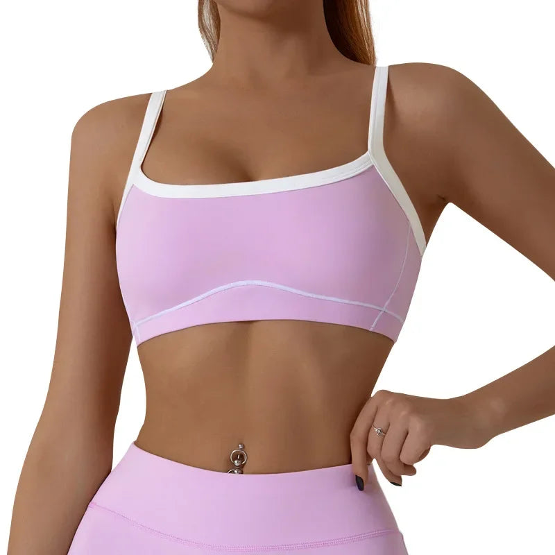 Yoga Sports Bra Color Clashing Shock Absorbing Brassiere Women Full Cup Breathable Gym Tube top Bra Yoga Workout Underwear - Matrix Studios