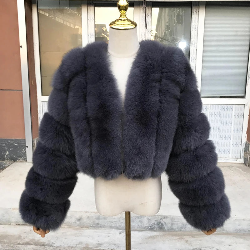 High Quality Fur Coat Women 100% Real Fox Fur Jacket Women's Fall/Winter Luxury Short Natural Fox Fur Coat Leather Jacket - Matrix Studios
