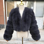 High Quality Fur Coat Women 100% Real Fox Fur Jacket Women's Fall/Winter Luxury Short Natural Fox Fur Coat Leather Jacket - Matrix Studios