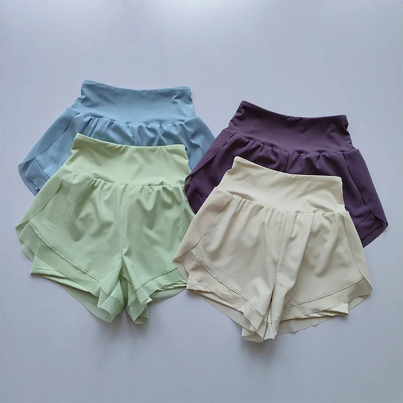 Summer Women's High-Waisted Sports Shorts Mesh Breathable Double-Layer Quick-Dry Gym Fitness Running Cycling Yoga Shorts - Matrix Studios