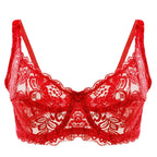 Plus Size Lace Ultra-thin Push Up Bra Women Sexy Hollow Out Lingerie Lady Lace Transparent Underwear Female Embroidery Solid Bra - Matrix Studios