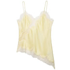 HXAO Asymmetrical Slip Top Women Summer 2025 Y2K Tanks & Camis Lace Black Off Shoulder Top Elegant Sleeveless Backless Camisole - Matrix-studios.com