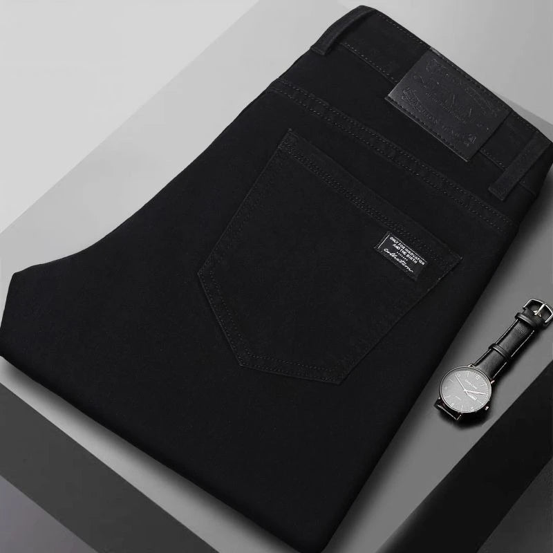 Men's New Stretch Straight Jeans Business Versatile Trendy Youth Casual Regular Long Pants for Spring Autumn Male Denim Trousers - Matrix Studios