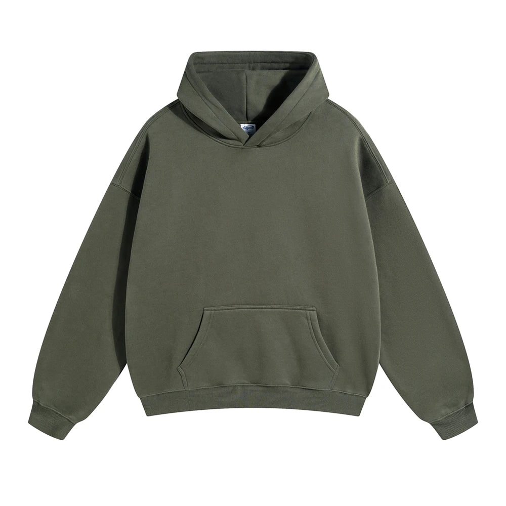 ZODF New Thick 350gsm Fleece Hooded Hoodies For Men Unisex Winter Oversized Loose Basic Solid Sweatshirts Pullovers Coats HY0631 - Matrix Studios