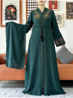 New Women Elegant Dress Chiffon Open Abaya with Zipper Muslim Women Dress Islamic Clothing Cardigan Abaya Women Muslim Dress - Matrix-studios.com