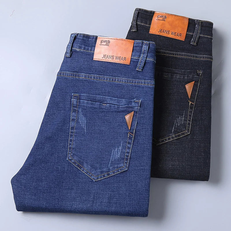 Men Fashion Straight Jeans Men 2024 New Stretch Slim Fit Pants Comfortable Soft Business Denim Trousers Male Brand Clothing - Matrix Studios