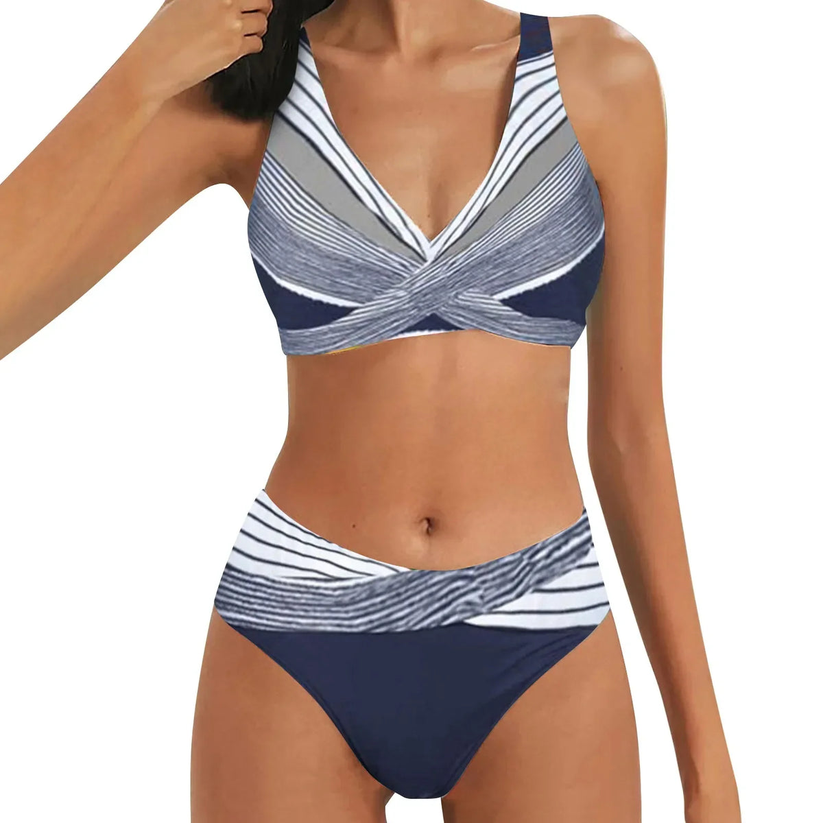 Women High Waisted Two Pieces Set Swimsuit Summer Beach Tankini Swimwear Bathing Suit Two Pieces Bikini Set Swimsuits Beachwear - Matrix-studios.com