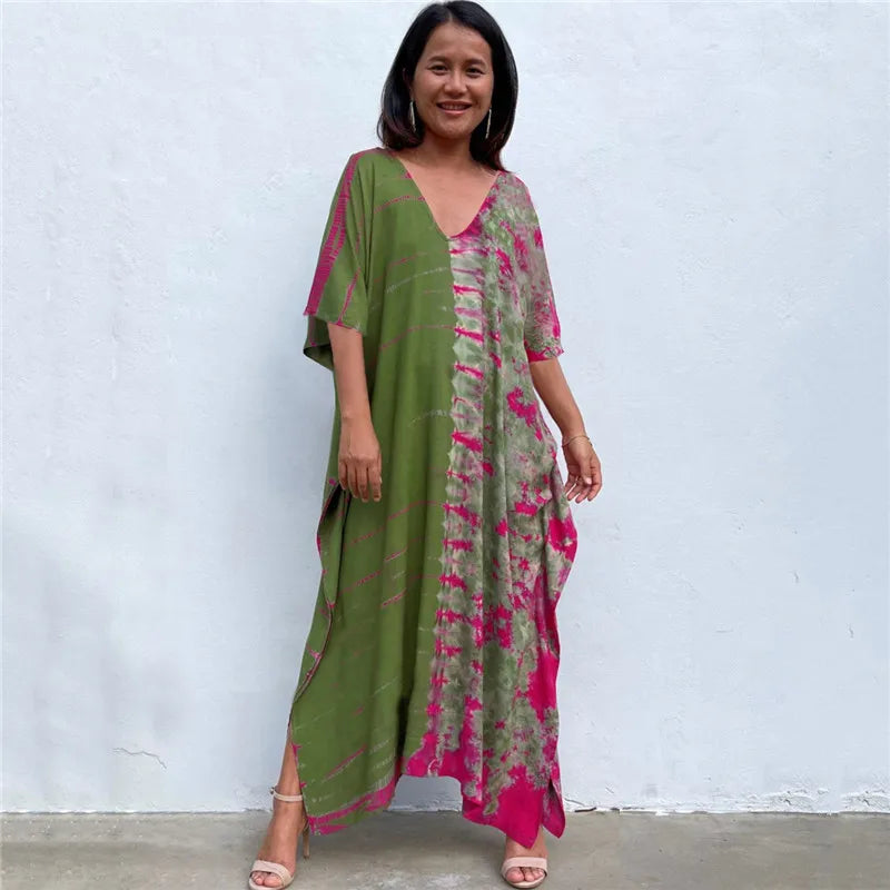 Women's Beach Kaftan Dresses Half Sleeve Caftan Swimsuit Plus Size Bathing Suit Cover Ups - Matrix Studios