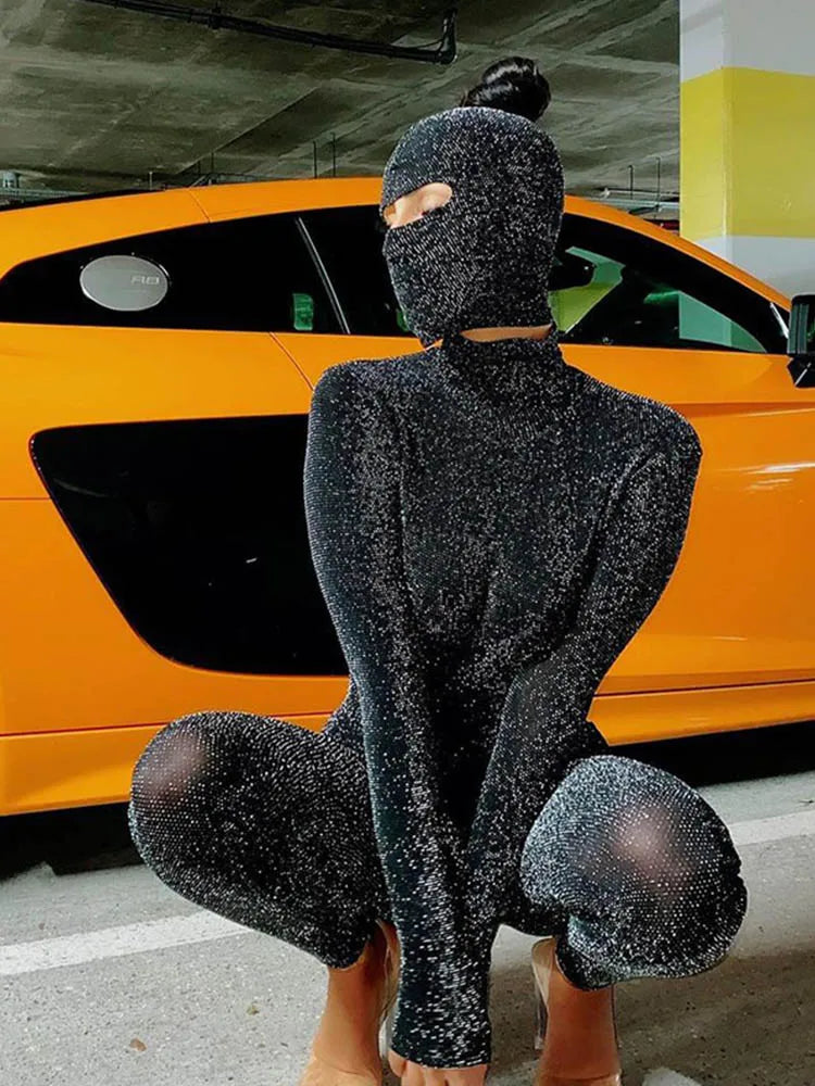 Women's Black Long Sleeve Backless Bodycon Jumpsuit Streetwear Romper Playsuit Solid Color Autumn Winter Fashion 2025 - Matrix Studios
