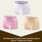 3Pcs Women's Panties Cotton Seamless Sports Boxers Underwear Female Solid Color Briefs Lingerie Intimate Underpant Finetoo S-XXL - Matrix Studios
