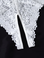 White Embroidered Lace Falafan Dress Set - Sexy Lingerie for Women - Sexy Bra Set with Strap Design on the Back 21077 - Matrix-studios.com