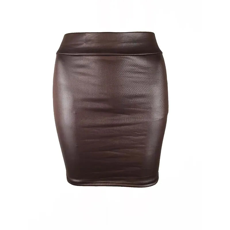 Black Slim Imitation Leather Pencil Mini Skirt High Waist Sexy Fashion Korean Short Skirts Women Wholesale Summer Sweet - Matrix-studios.com
