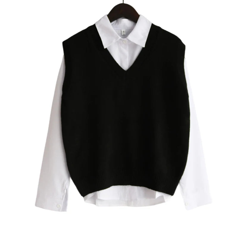 Fall Winter Sweater Vest Women 2026 Korean Fashion V Neck Sleeveless Knitted Pullover Waistcoat Female Loose Spring Jumper - Matrix Studios