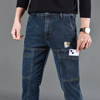 Fashion Print Six-Pocket Jeans Small Straight Cut Style Men's Casual Comfortable Fit Clothing - Matrix Studios