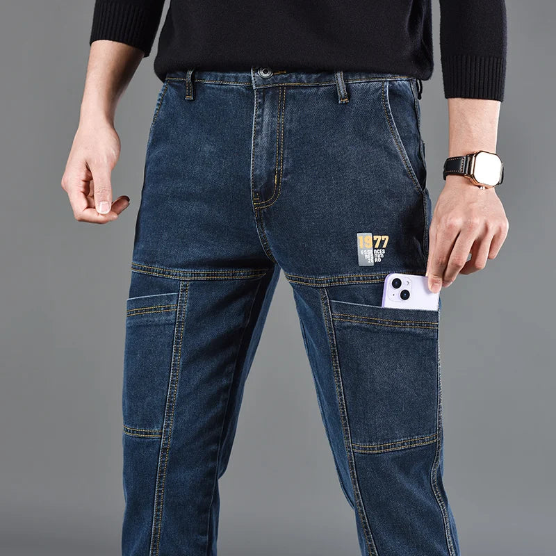 Fashion Print Six-Pocket Jeans Small Straight Cut Style Men's Casual Comfortable Fit Clothing - Matrix Studios