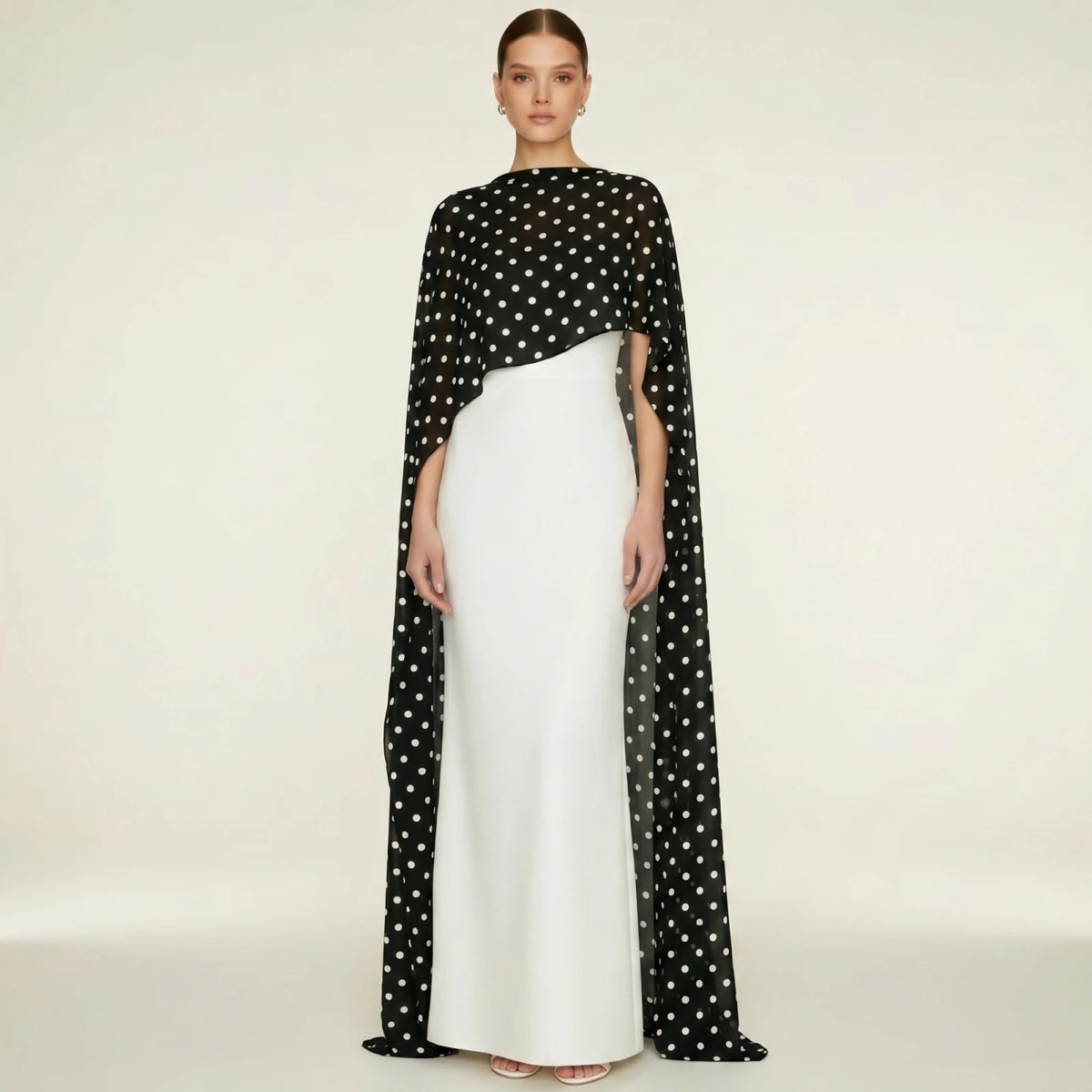 Women Chiffon Long Cape High Low Flowy Poncho Sheer Mesh Shawl and Wraps for Evening Dress Wedding Cover Up Capelet - Matrix Studios