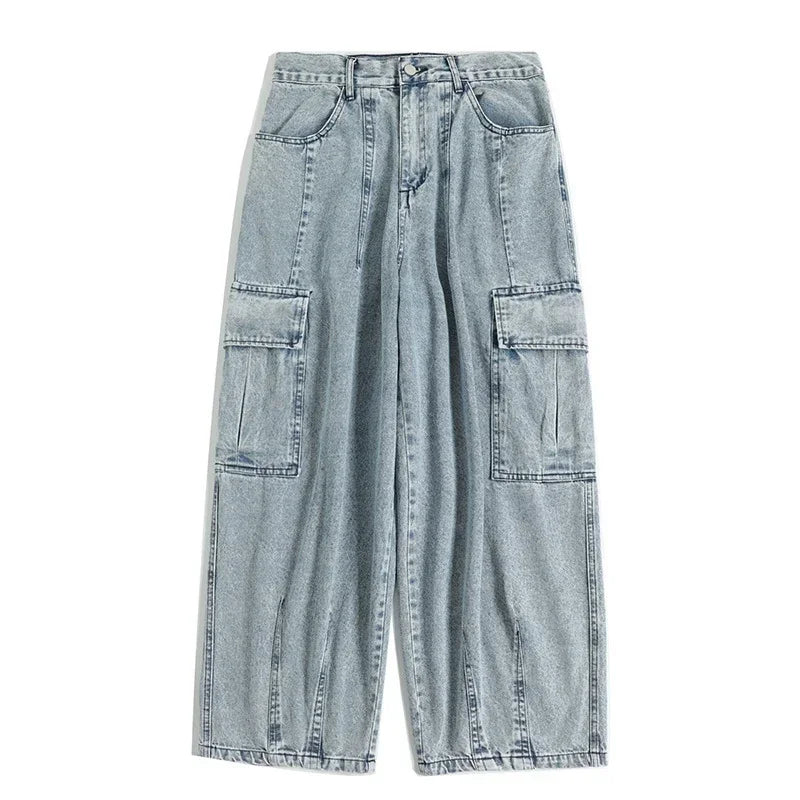 Baggy Jeans Men's Oversize Cargo Korean Black Wide Pants Streetwear Hip Hop Harajuku Male Fashion Straight Denim Pants - Matrix Studios
